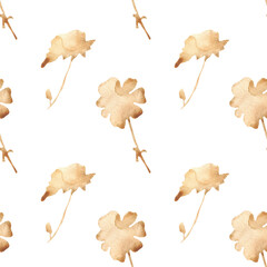 Orange flower pattern on a white background. Hand-drawn illustration. Perfect for autumn.