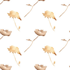 Orange flower pattern on a white background. Hand-drawn illustration. Perfect for autumn.