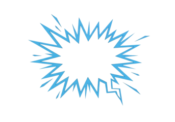 Ultra highresolution, professional studio photography of illustration of explosion shape speech bubble with jagged edges and rays, empty space for text isolated on transparent background