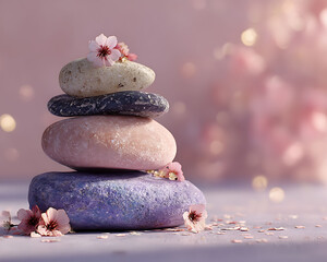 Abstract conceptual photograph for World Menopause Day. Minimalist composition with soft pink, lavender, and golden tones symbolizing feminine health, balance, and inner strength