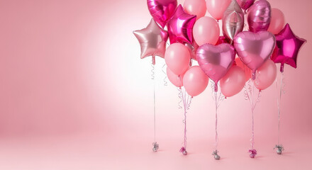 Pink Balloons Heart Star Shape Celebration Party Decorations Background