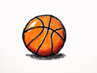 A vibrant basketball with black lines.