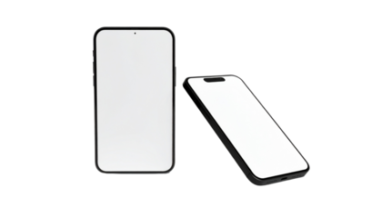 Smartphone bundle with two generic designs isolated on transparent background