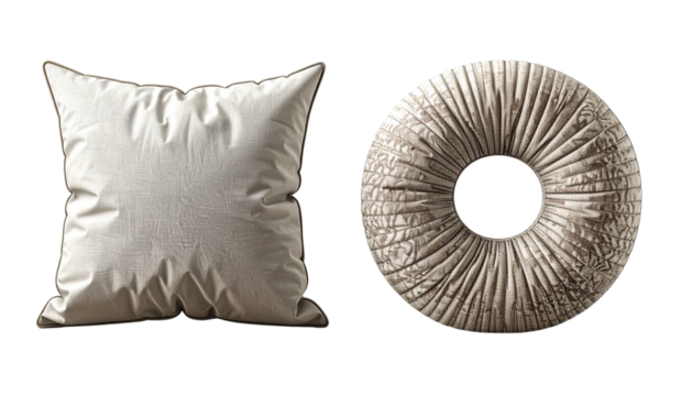  Soft cushions bundle with two variations isolated on transparent background
