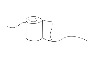 Obraz premium Toilet tissue roll minimalist continuous one line drawing clean outline vector art 