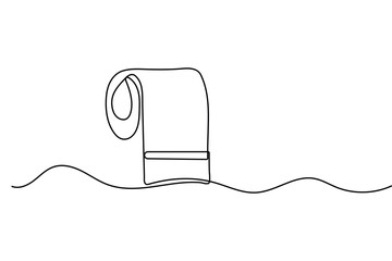 Obraz premium Toilet tissue roll minimalist continuous one line drawing clean outline vector art 