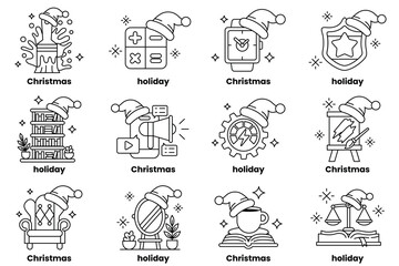 A set of 12 Christmas themed icons