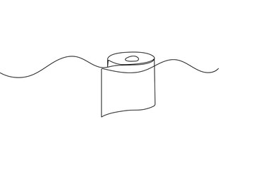 Toilet tissue roll minimalist continuous one line drawing clean outline vector art
