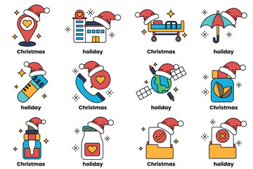 Fototapeta premium A set of Christmas and holiday icons
