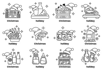 A set of 12 Christmas and holiday themed icons