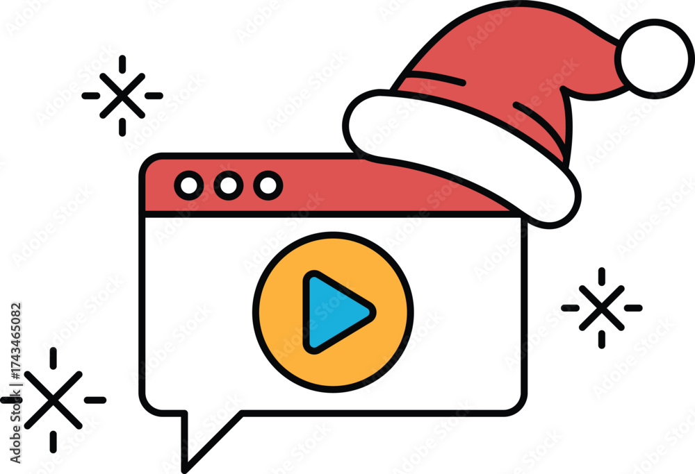Canvas Prints a black and white image of a computer screen with a santa hat on top of it