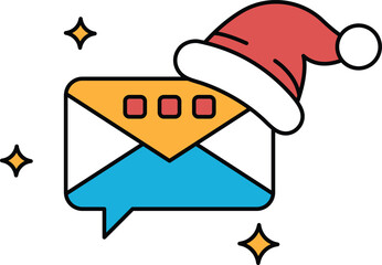 A black and white image of a hat on top of an envelope with a message inside