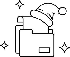 A file folder with a hat on top of it