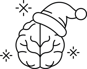 A brain with a Santa hat on top of it
