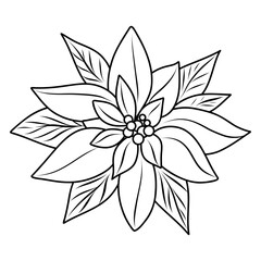 Poinsettia Doodle, Poinsettia Flower Sketch, Holiday Bloom Illustration