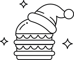 A cartoon of a hamburger with a hat on top of it