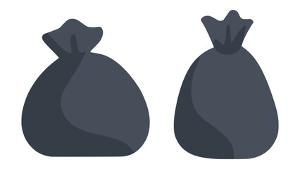 two black trash bag dirty flat color vector illustration template design