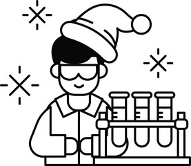 A man in a lab coat is holding a beaker and wearing goggles