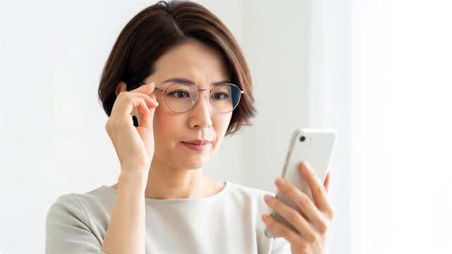 老眼でスマホが見づらいミドル女性