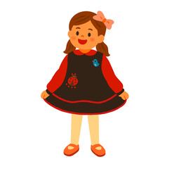 Illustration of a cute little girl wearing a dress