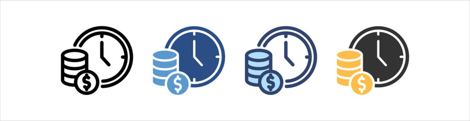 Time Is Money Icon Set Multiple Style Collection