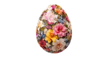 Flowery egg with a yellow center isolated on transparent background