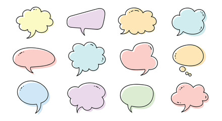 Obraz premium A collection of twelve colorful speech bubbles in various shapes.