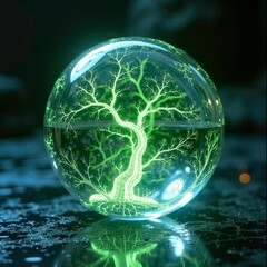 Luminous sphere with trees