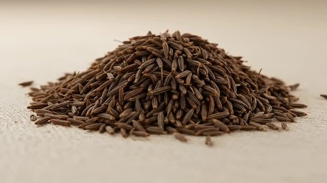 A Macro View of a Pile of Caraway Seeds Spice.