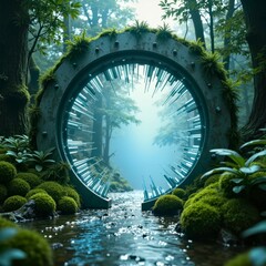 Circular technology portal in the forest