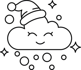 A cartoon cloud with a hat on it and a smile