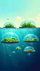 Multiple ecological buildings in the sea