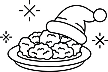 A plate of food with a hat on top of it