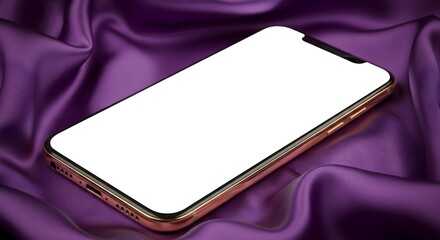 Smartphone Mockup on Purple Satin Fabric for Presentations and App Demos