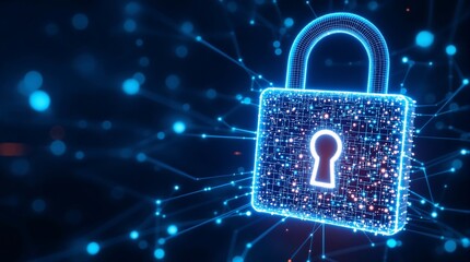 Cyber security concept digital lock technology network security and data protection padlock icon