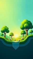 Luminous green tree landscape