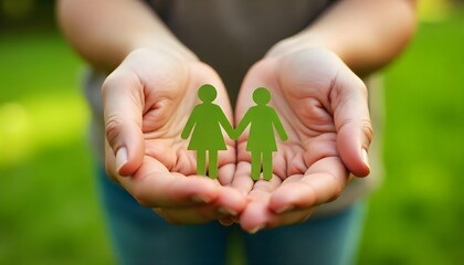Celebrating Global Day of Parents, a person displays a paper cutout of a family, representing love and support