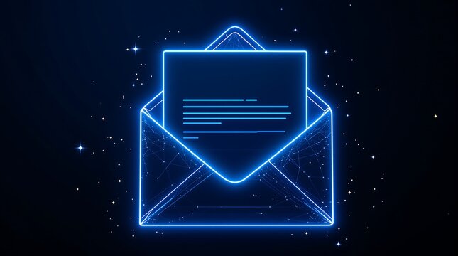 Email marketing strategy newsletter digital communication online message neon glow technology concept