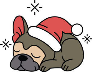 A dog is sleeping with a hat on