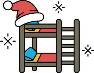 A bed with a hat on top of it