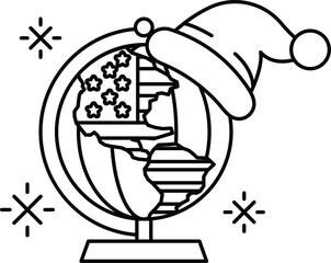 A globe with a hat on top of it