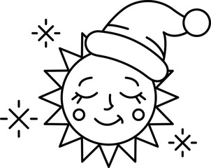 A cartoon sun with a hat on its head