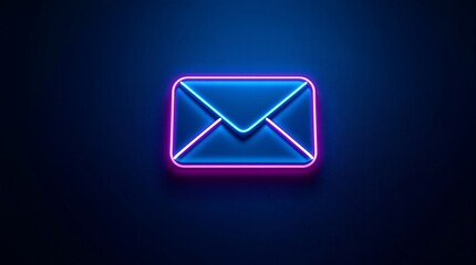 Fototapeta premium Neon email icon glowing blue and pink for communication and digital marketing concepts and design element