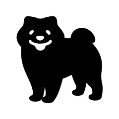 Obraz premium Adorable Silhouette of a Smiling Pomeranian Dog with Tongue Out Illustration