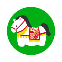 午年の年賀状用素材　かわいいウマの置物イラスト
