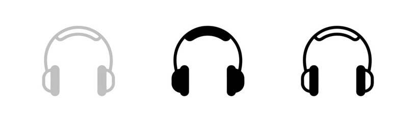 Three Headphones with Different Style on a White Background