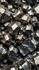 Macro Photorealistic Dysprosium Ore with Metallic Texture on White Background