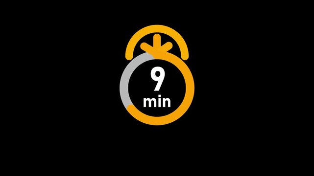 14 minute countdown clock animation, Circular countdown timer for 14 minute on an isolated background. Countdown timer from 14 to 0 minutes with alpha channel, Clock