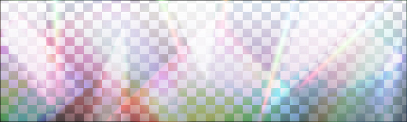 Fototapeta premium Rainbow light overlay background. Prism rainbow background with iridescent refraction. 