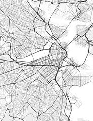 Boston City Map. Minimalist black and white line art poster for printing, wallpaper, wall art for home and office decor © City in Art